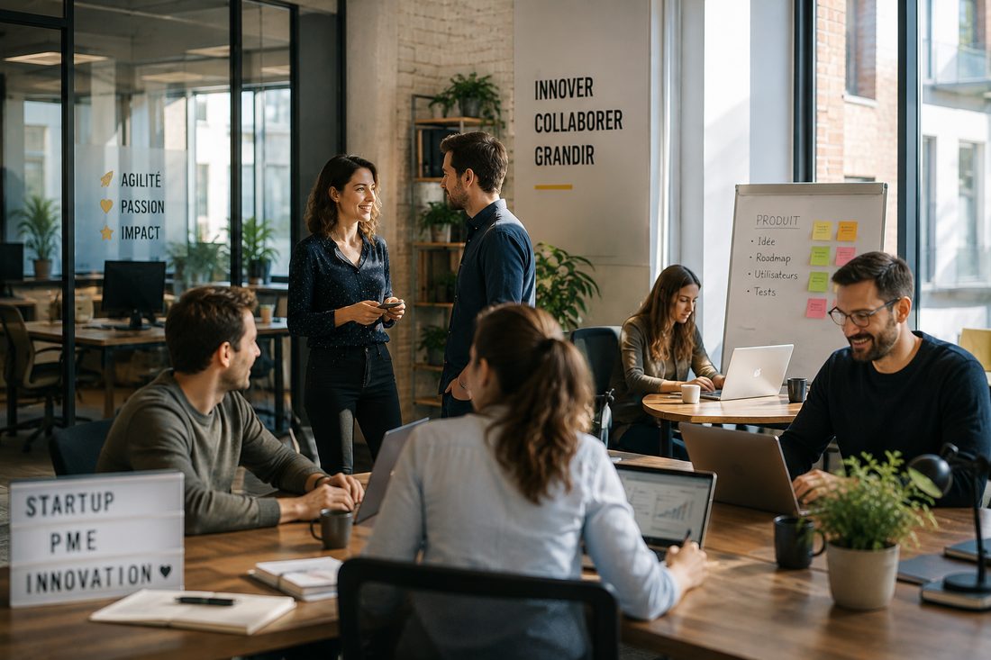 Équipe d'une start-up en réunion