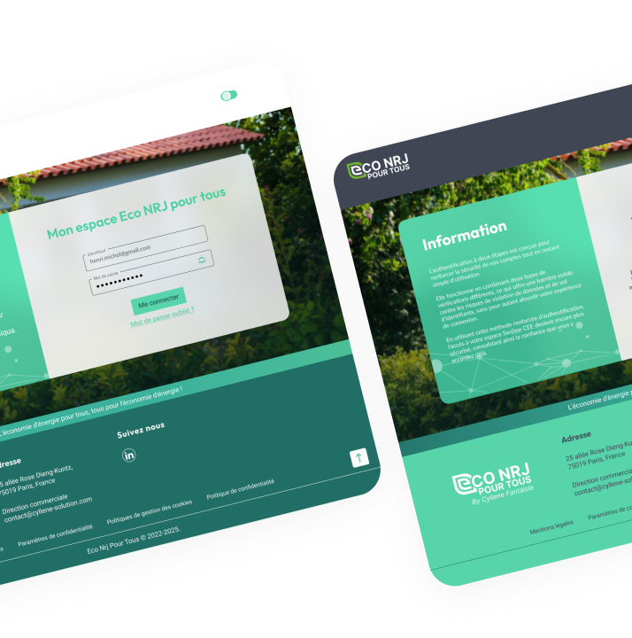 Réalisation Econrj - Interface web et UX design